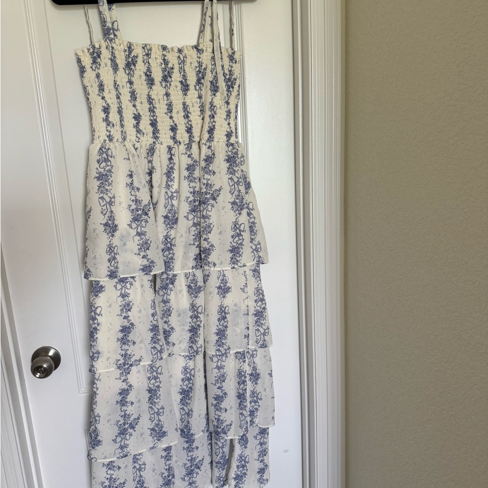 Blue and White Floral Dress